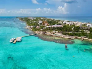 isla mujeres catamaran tour aerial view combo aquatic activities in cancun