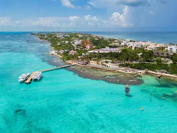 isla mujeres catamaran tour aerial view combo aquatic activities in cancun